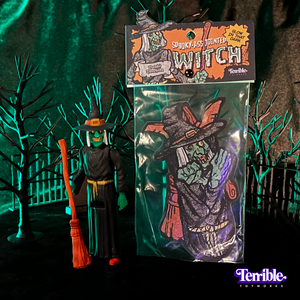 Witch Resin Figure with Broom and Collector-Friendly Packaging